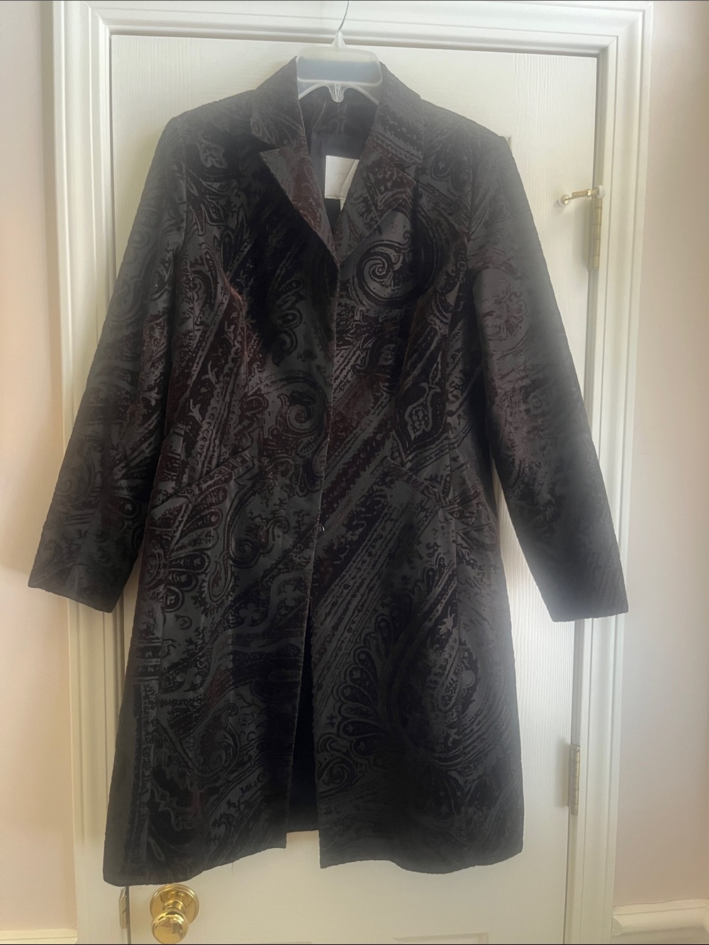 Votre Nom Brown Paisley Jacquard Trench Coat